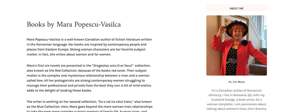 Books by Mara Popescu-Vasilca website screenshot
